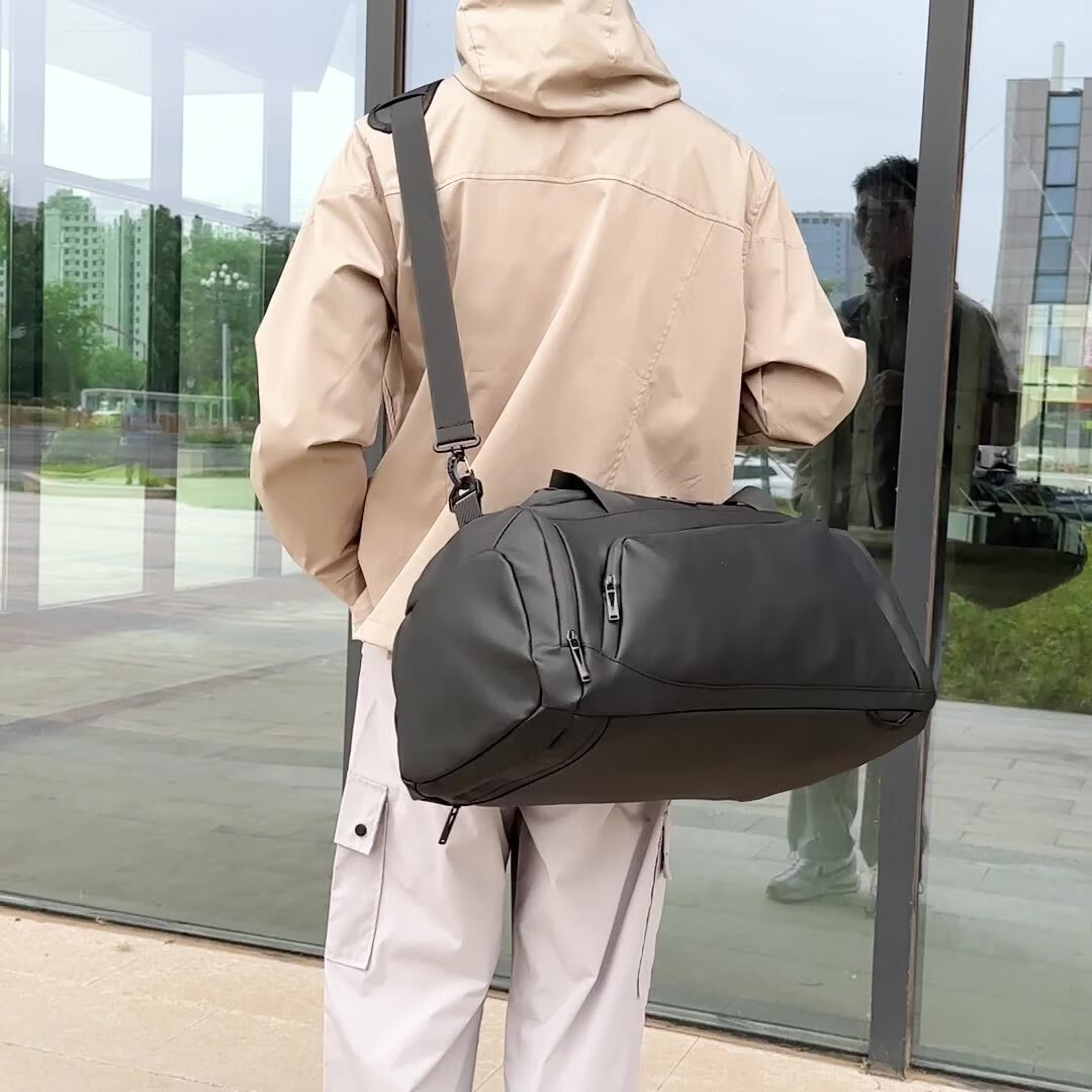 曼月依大容量收纳包多功能分层衣物袋手提包干湿分离出差旅游行李袋防水 黑色丨干湿分离丨旅行健身包大号