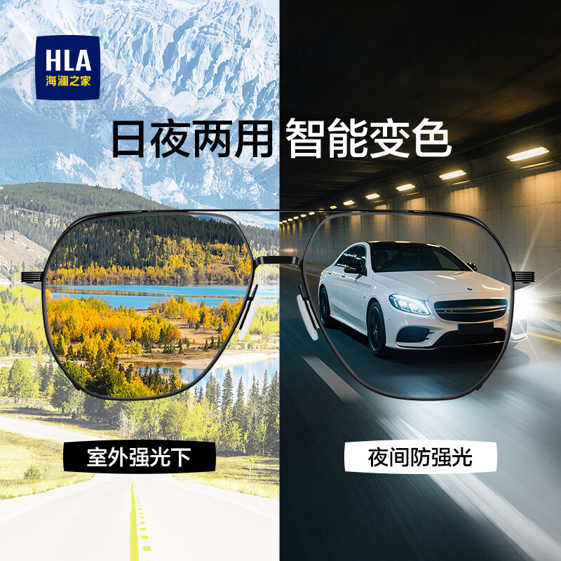海澜之家（HLA）日夜两用偏光太阳镜 变色遮阳防晒墨镜男 夜视眼镜开车专用防远光