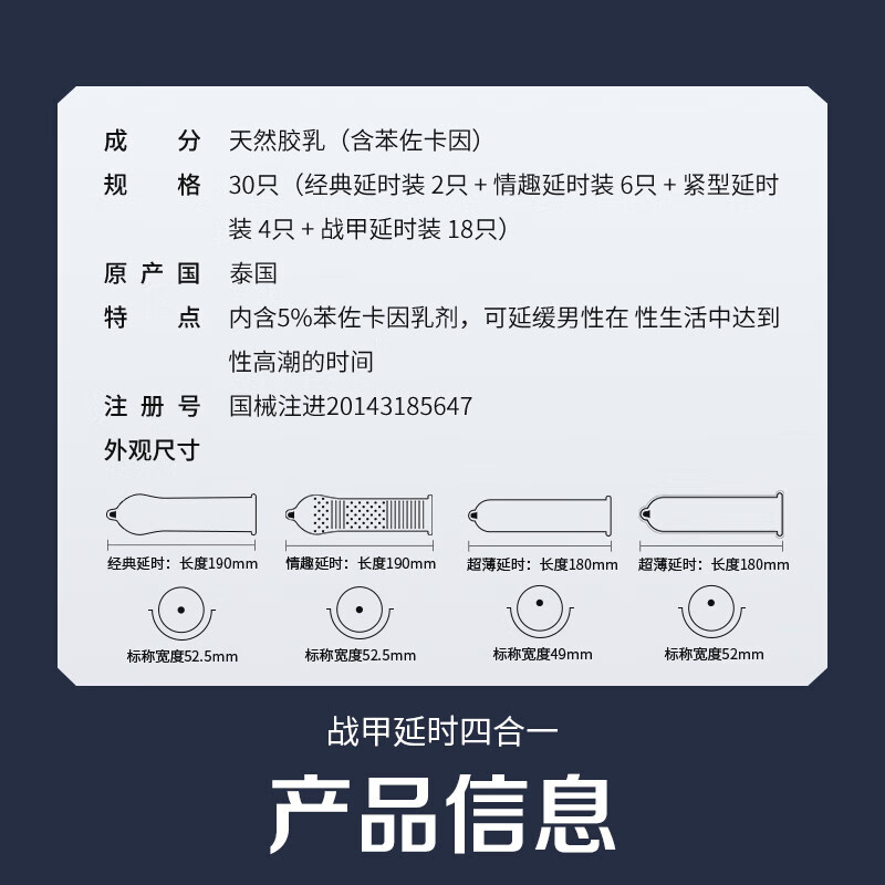 杜蕾斯战甲持久延时三合一避孕套男专用持久防早泄敏感套0.01超薄安全套 战甲延时四合一【共30只】持久4种体验专攻高冷女