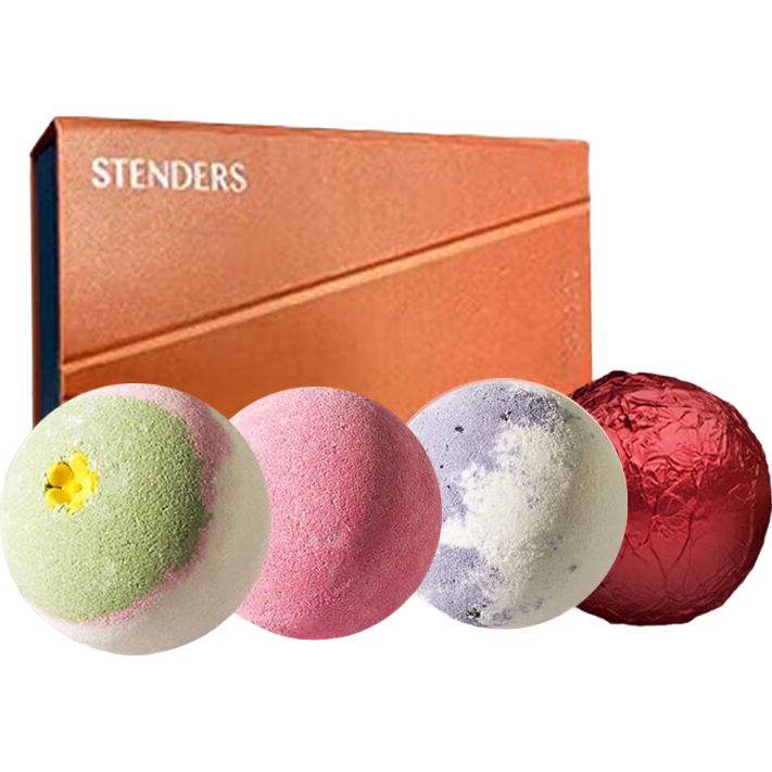 施丹蘭浴鹽泡浴球4球禮盒(3精油球+1氣泡彈)送女友禮物