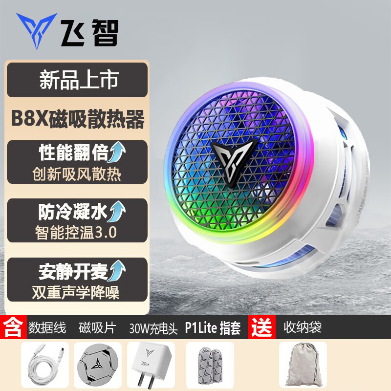 飛智B8X/B7X/B7半導體磁吸散熱器 背夾散熱器 EVA明日香聯(lián)名 吃雞手游直播降溫神器 手機平板蘋(píng)果ipad B8X套裝【+30W充電頭+手游指套】
