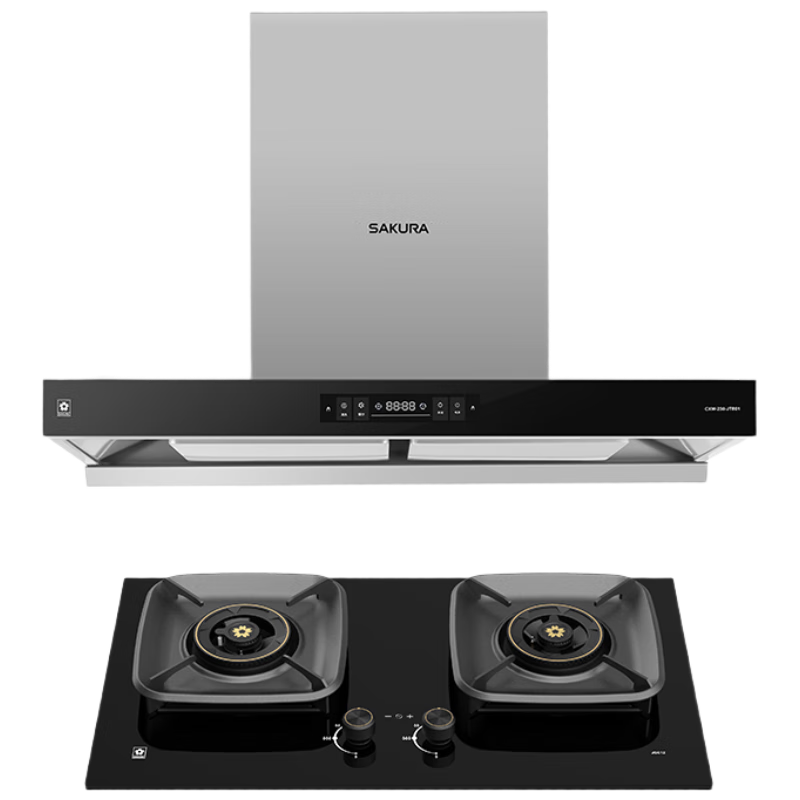 櫻花(SAKURA)歐式煙機27立方變頻大吸力1100pa強靜壓雙腔攏煙5.2kW猛火灶煙灶聯(lián)動JTE01+JGC12天【套裝商品】