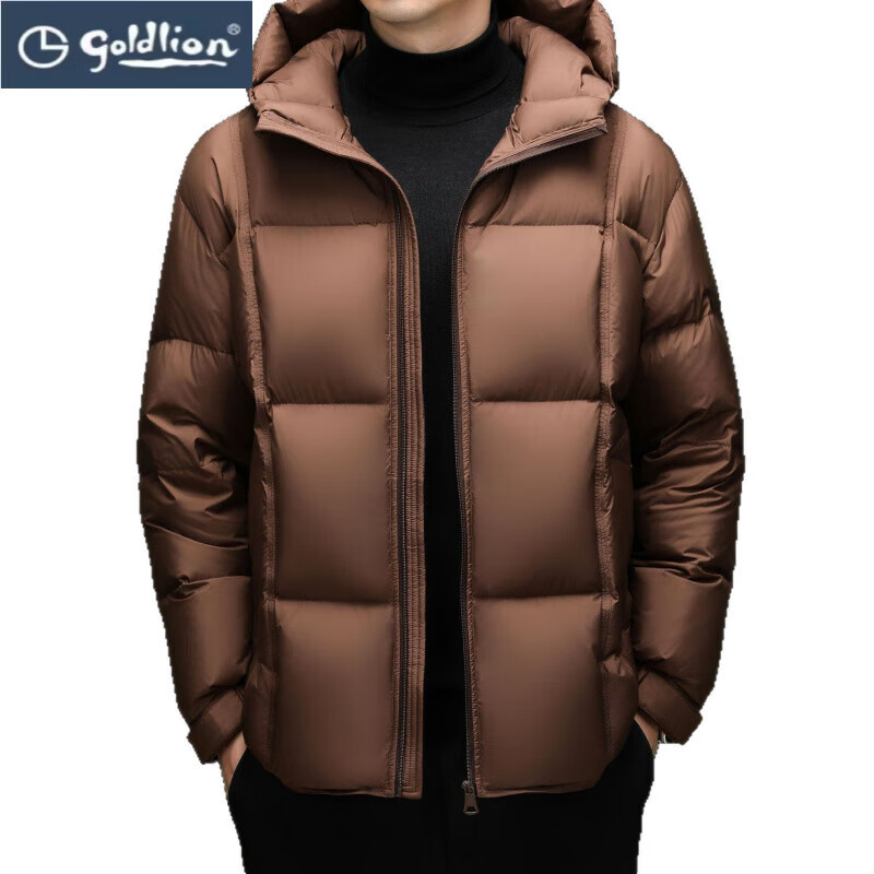 GOLDLION G+金利来25年冬季新款休闲泡芙羽绒服男式90鸭绒防寒保暖外套连帽服 紫色 4XL 195