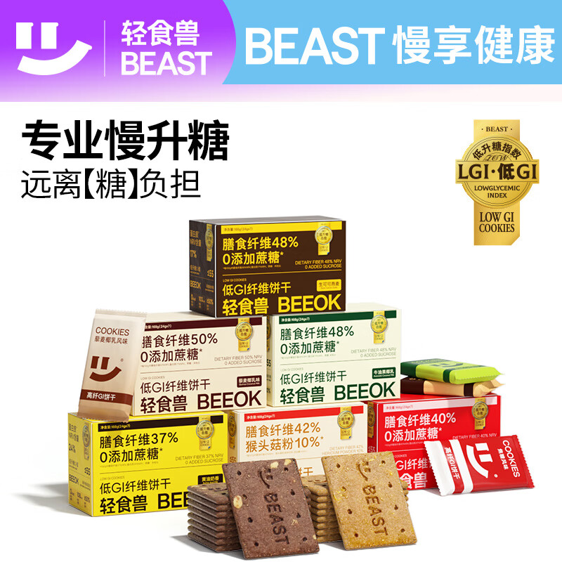 轻食兽粗粮全麦低GI饼干六口味1008g 健康早代餐饱腹休闲零食控糖饱腹