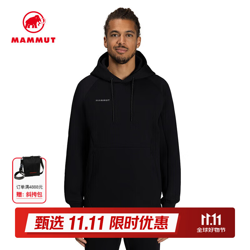 猛犸象（MAMMUT）Dyno 2.0 男女同款舒适百搭保暖连帽抽绳卫衣内胆抓绒衣 黑色 S