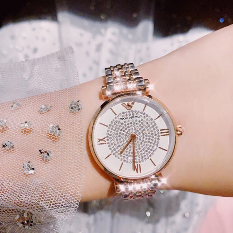 ARMANI EXCHANGE正品阿玛尼满天星手表女摩天轮镶钻防水女表轻奢送礼物520AR1926 AR11244满天星玫瑰金 32mm