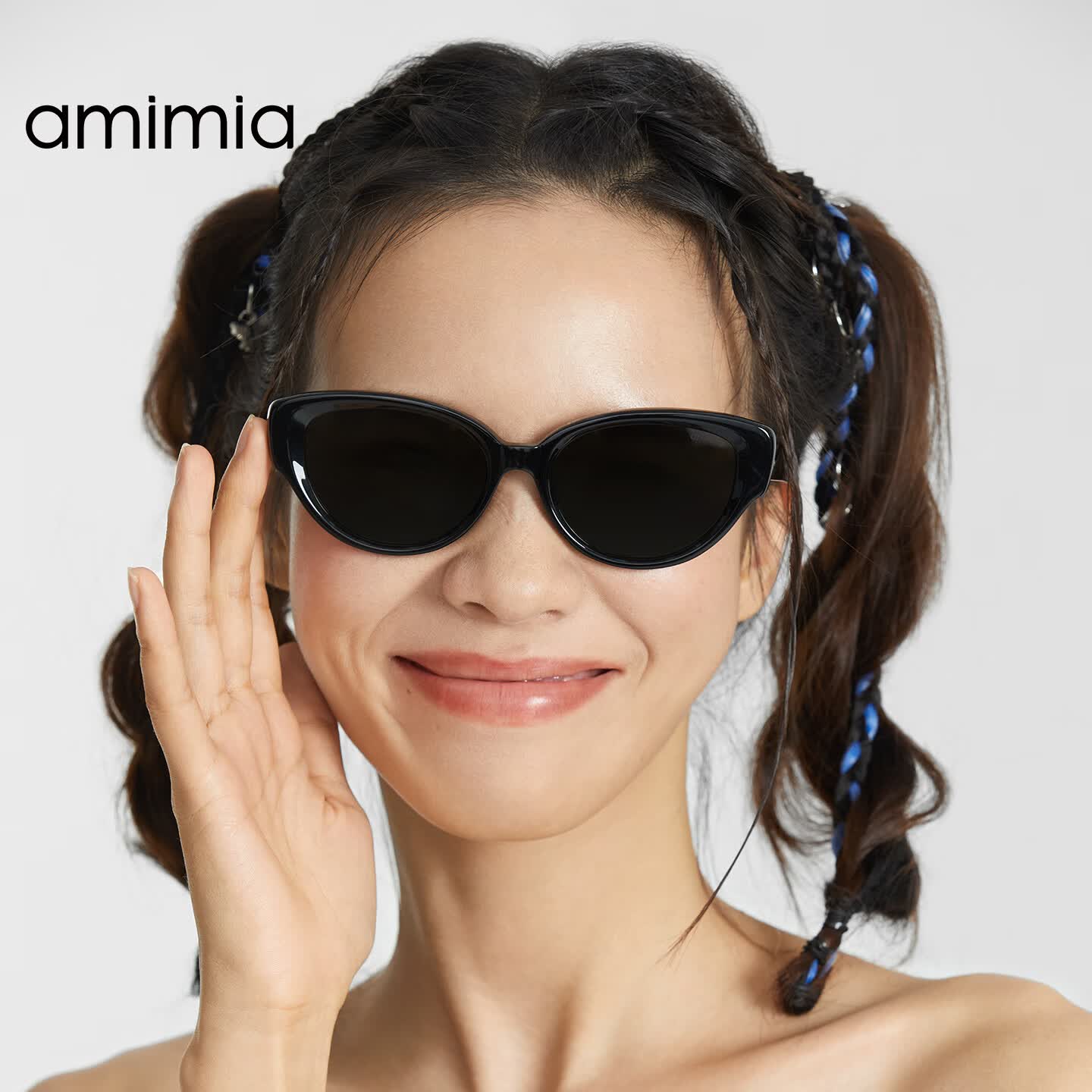 amimia·JEALOUS复古猫眼板材墨镜显脸小美式复古男女防紫外线太阳镜 经典黑BLK精美礼盒套装 54-18-145 京东折扣/优惠券