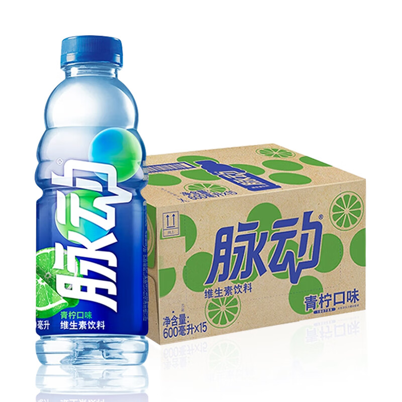 脈動(dòng)（Mizone）維生素飲料桃子味青檸味柚子味600ml*15瓶整箱運(yùn)動(dòng)功能飲品 【整箱】青檸味600ml*15瓶