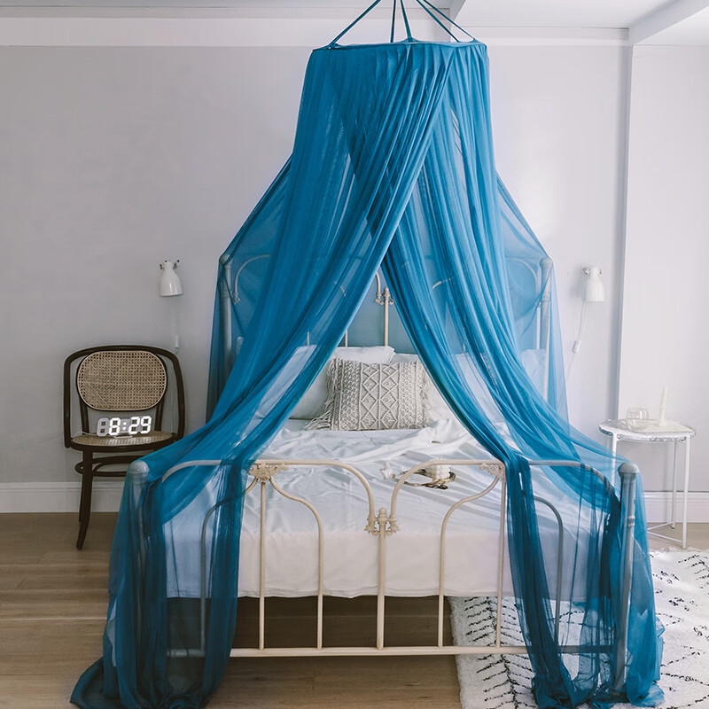 悠客家吊顶式家用落地免安装加厚加密老实公主风床幔帐篷圆顶吊帐