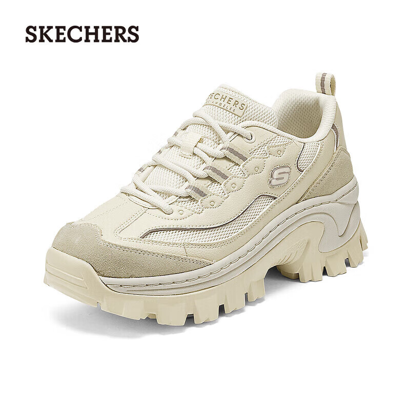 斯凯奇（Skechers）新款 蜜糕鞋女休闲鞋厚底增高老爹鞋百搭运动鞋177233 自然色/NAT 37.5 偏大建议选小半码