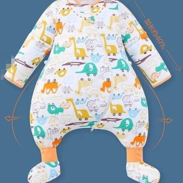 米樂(lè )魚(yú)米樂(lè )魚(yú)純棉秋冬薄款寶寶睡袋嬰兒四季通用款分腿兒童中大童防踢被 奔奔車(chē)厚夾棉+腳套 100碼(衣長(cháng)90  身高95//1