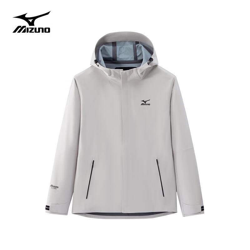 美津浓户外夹克男男女同款防风宽松连帽外套上衣运动登山服 3107米白 3XL