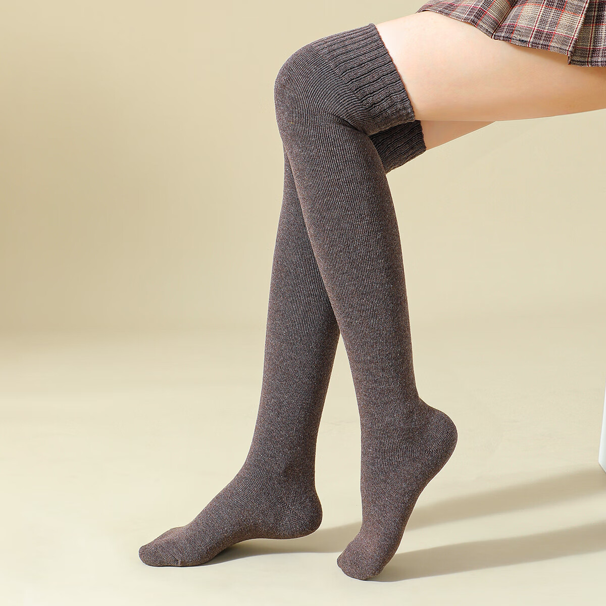 六月玫瑰[3双装过膝袜】加厚地板袜过膝袜女长筒袜秋冬袜子女秋冬 黑+深灰+咖啡 均码