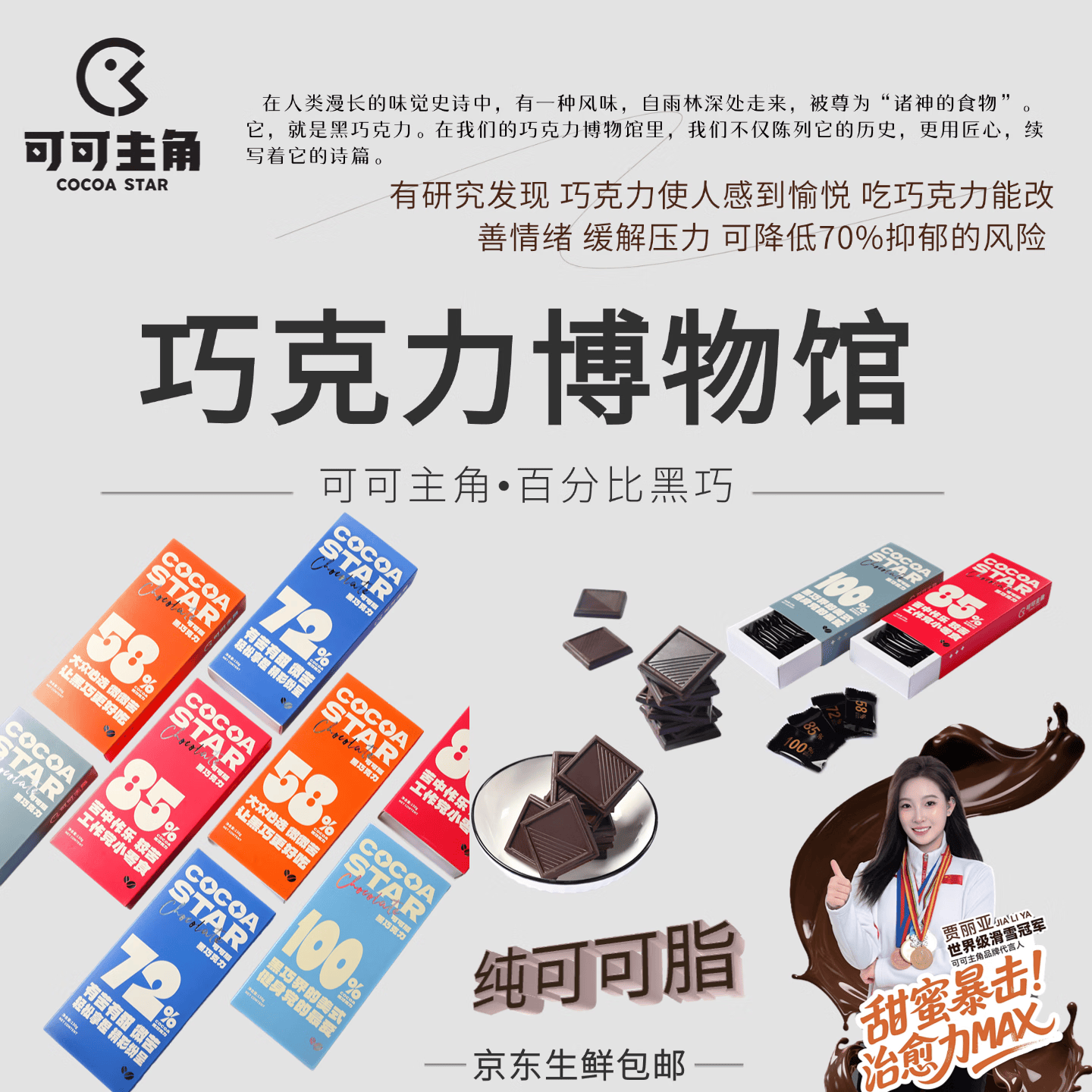 巧克市集【巧克力博物馆】可可主角百分比黑巧 每日黑巧 缓解压力改善情绪 72%+85%两盒（经典款店长推荐）