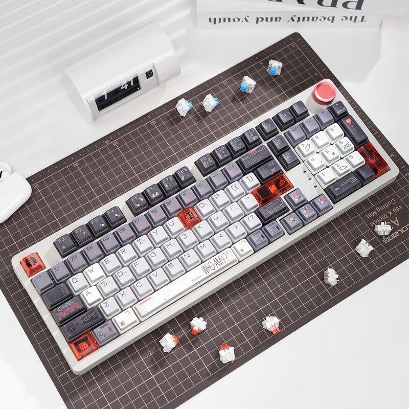 SKN青龙4.0 机械键盘 三模无线键盘 98配列键盘 Gasket结构客制化键盘 ZMK/QMK方案 2U大键0 青龙4.0曜-凯华极地狐轴【核动力键帽】
