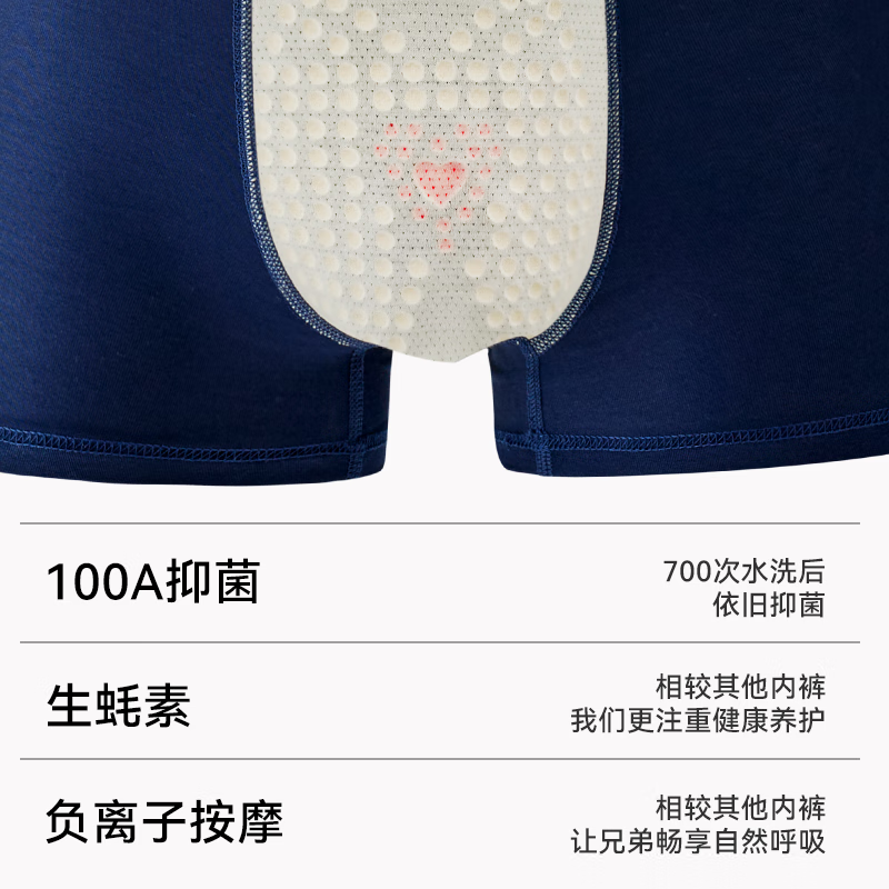 野兽来了唤醒野兽冰川系列冰丝男士内裤100A抗菌物理养护生蚝素健康平角裤 三条礼盒包装-棉款 4XL (建议体重170-200斤)