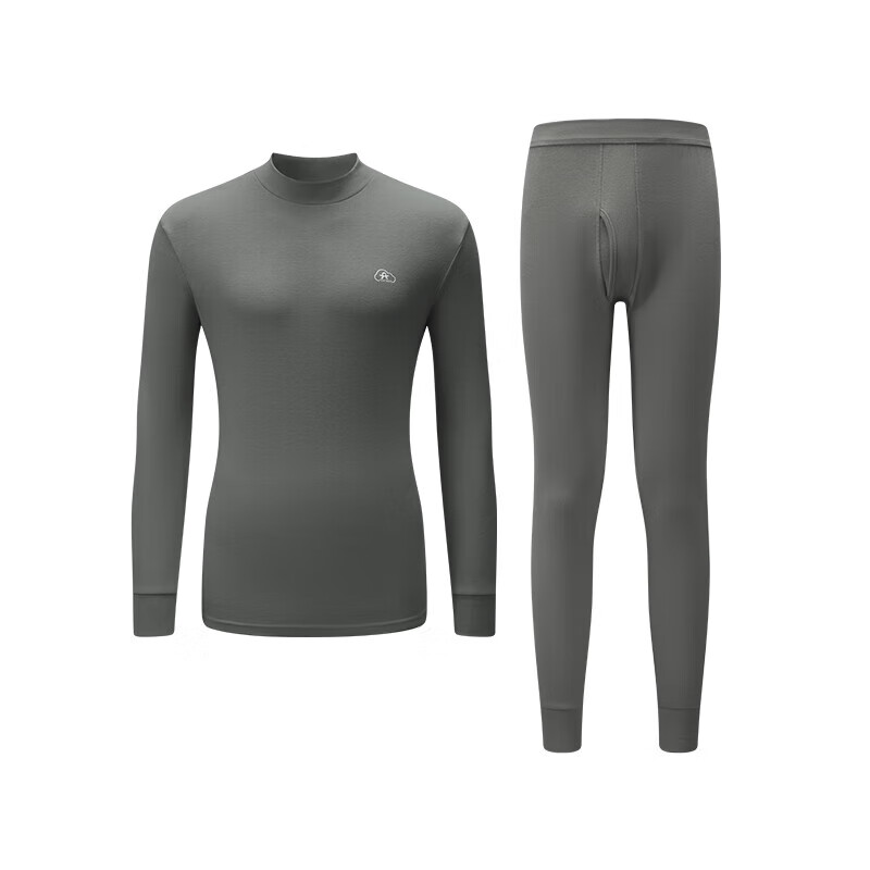 芬腾保暖内衣【纯棉 防静电】2025情侣圆领温暖打底套装秋衣秋裤 男款半高领-铁灰 2XL