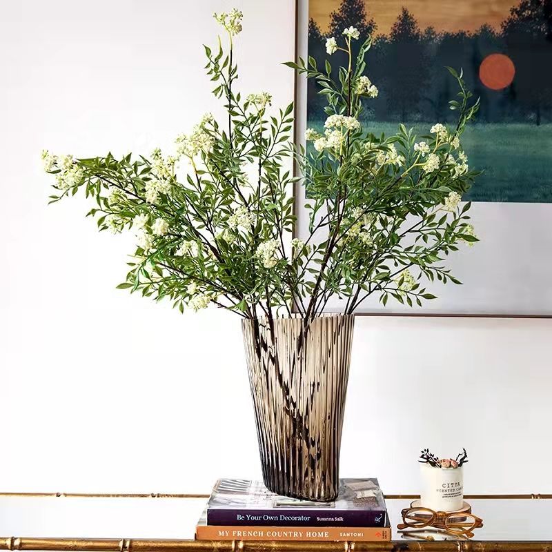 OYKTN简约雪柳枝仿真花假花束装饰摆件客厅家用室内摆设摆花插花餐桌花 所有组合均不含花瓶 轻奢白-1支-特惠款