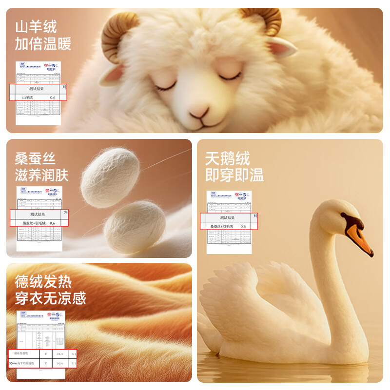 都市丽人德绒发热保暖内衣女羊绒蚕丝隐形大U领加鹅绒山茶花美肤衣套装 蜜桃粉 L 【建议105-125斤，卡码拍大】