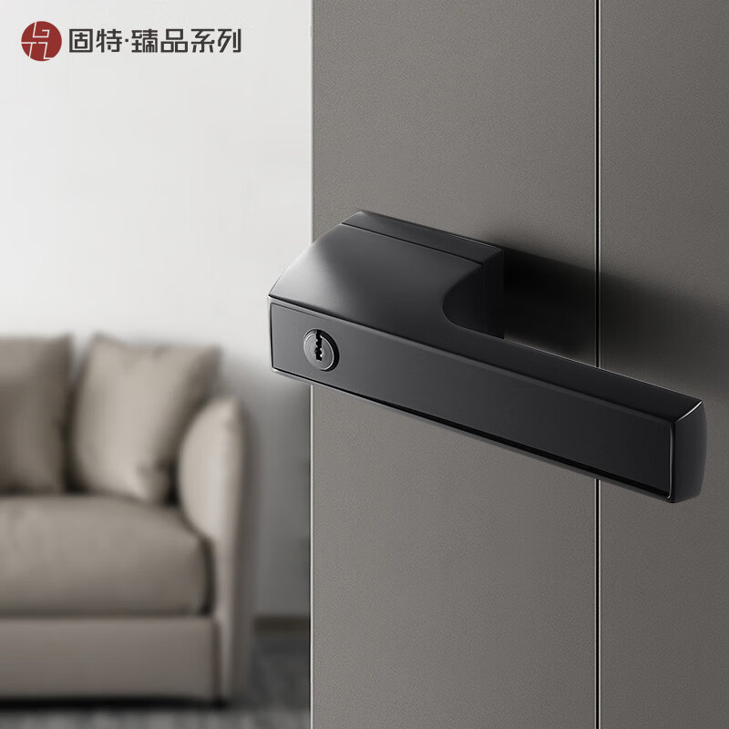 亞固(YAGU)極簡生態(tài)靜音門鎖意式室內(nèi)臥室房門鎖現(xiàn)代簡約木門鎖磁吸門鎖 黑色磁吸 35-50mm_通用型_帶鑰匙