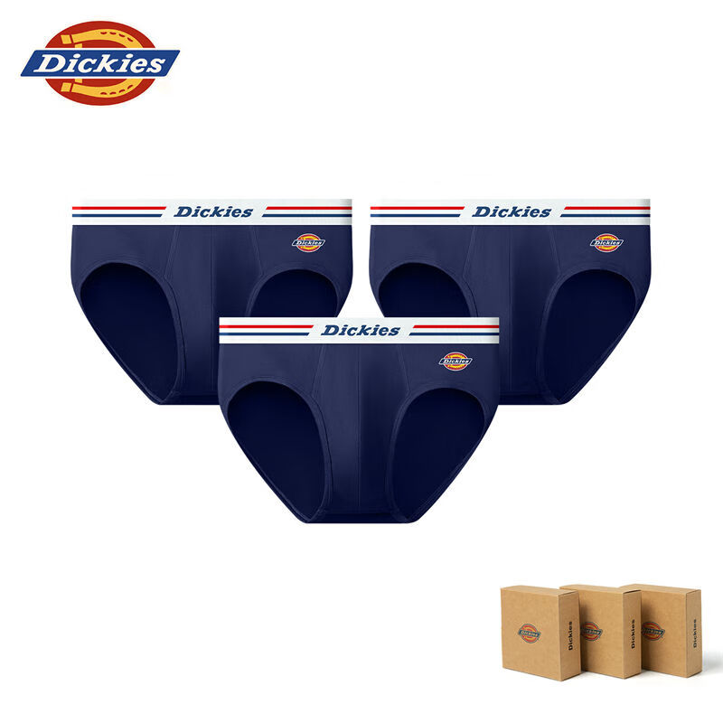 Dickies男士内裤三角裤纯棉10A抗菌冬季透气窄边性感全棉青少年加大宽松 藏青色三条装 3条 4XL 【建议200-230斤】 京东折扣/优惠券