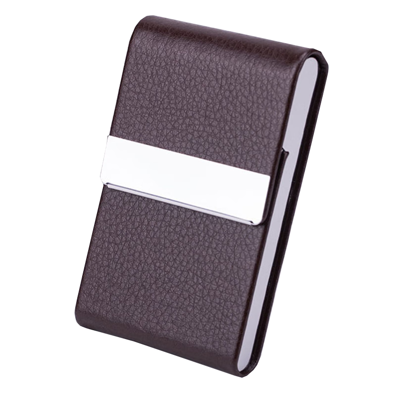 利蓝（LEADLAND）随身便携名片夹耐磨皮革名片盒商务礼品定制LOGO 咖色