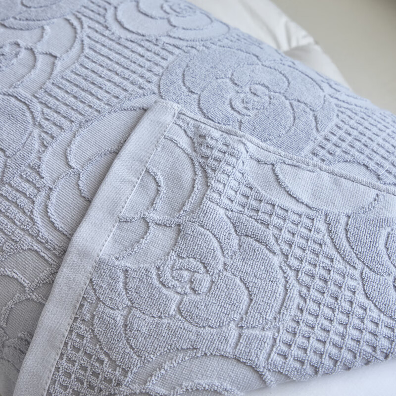蜜乐暖A类100%纯棉枕巾男士防油防汗全棉枕头巾冬季吸汗大枕巾纱布枕套 繁花-灰【全棉毛线圈针织工艺】 【加厚加大】52x75cm【单只装】