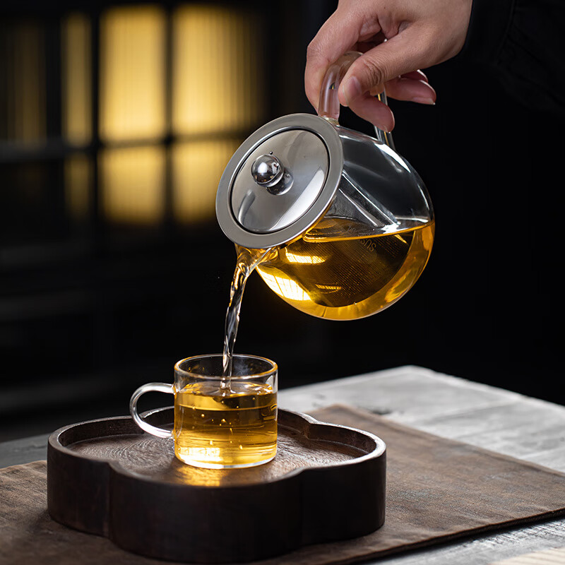 流影加厚耐热透明玻璃公道杯家用大容量功夫茶具分茶器泡茶壶茶海茶盅 【企鹅茶壶】透明把 550ml