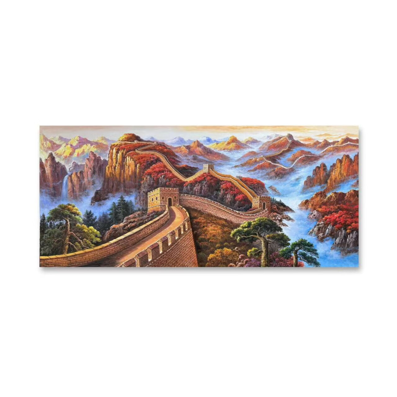 张俊龙原创手工手绘油画万里长城鸿运当头风景油画办公室挂画茶室 画