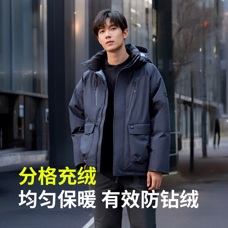 君羽户外羽绒服男700高蓬白鹅绒加厚保暖工装大鹅绒服 深蓝 2XL 推荐170-185斤