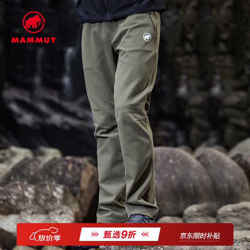 猛犸象（MAMMUT）Clion 男士戶外彈性防風(fēng)保暖松緊腰帶抓絨軟殼褲 蜥蜴綠色 XL