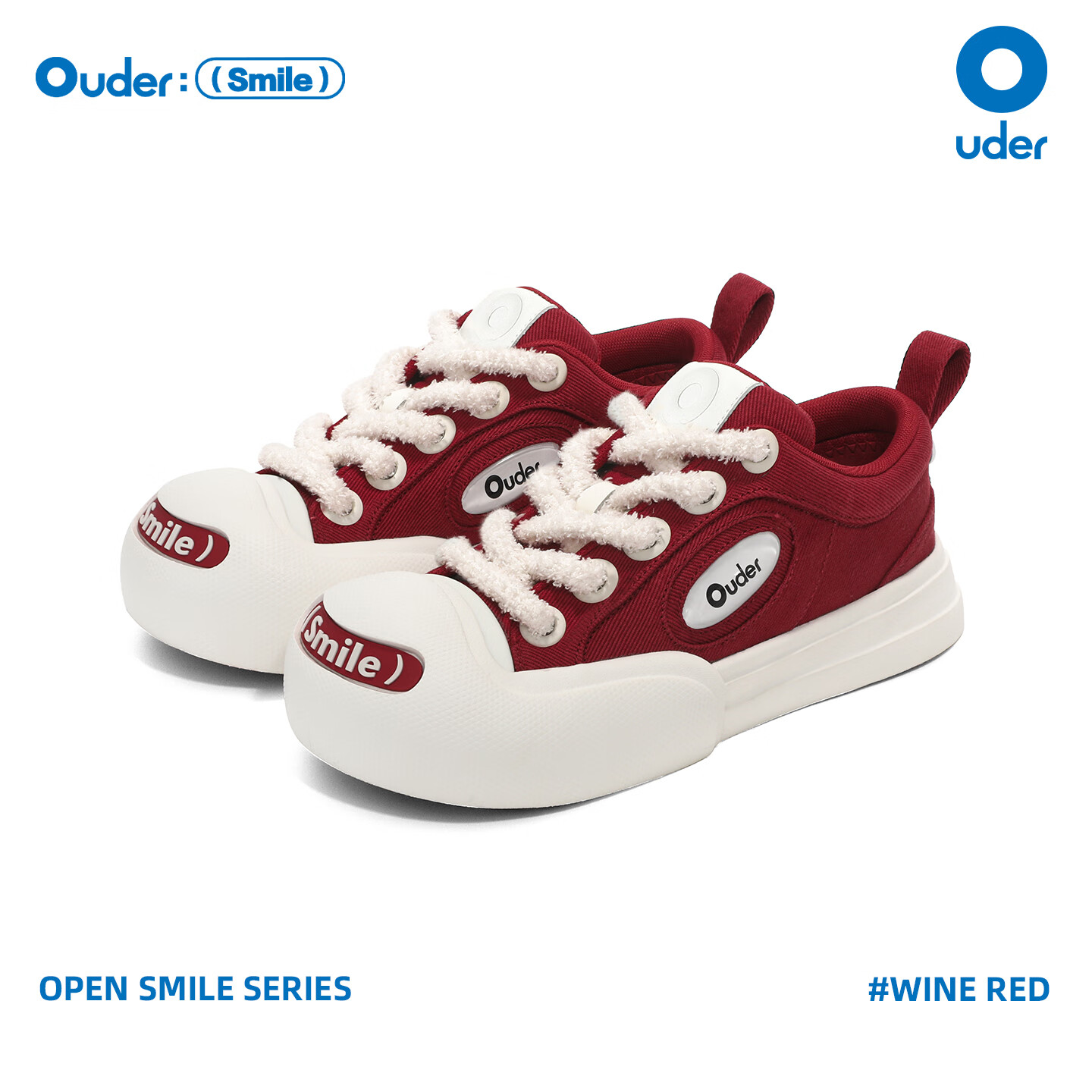 Ouder开口笑帆布鞋 休闲增高厚底百搭潮流圆头板鞋本命年酒红色大头鞋 酒红色（建议拍小一码哦） 40