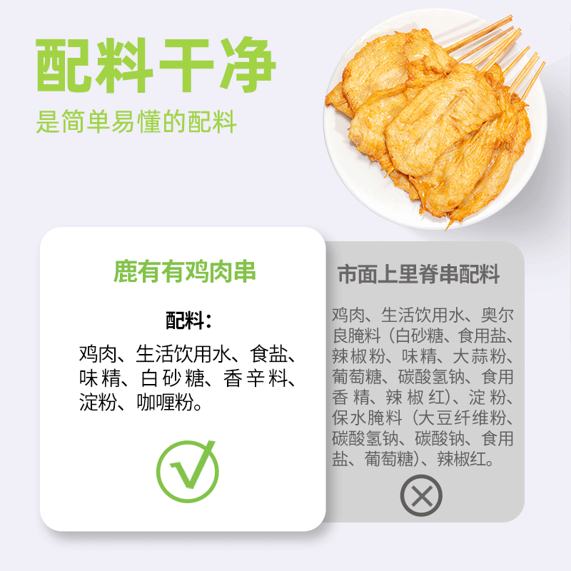 鹿有有咖喱里脊肉串里脊肉片鸡肉串烧烤早餐半成品速食油炸小吃空气炸锅 鹿有有鸡肉串400g*4袋(共1600g)