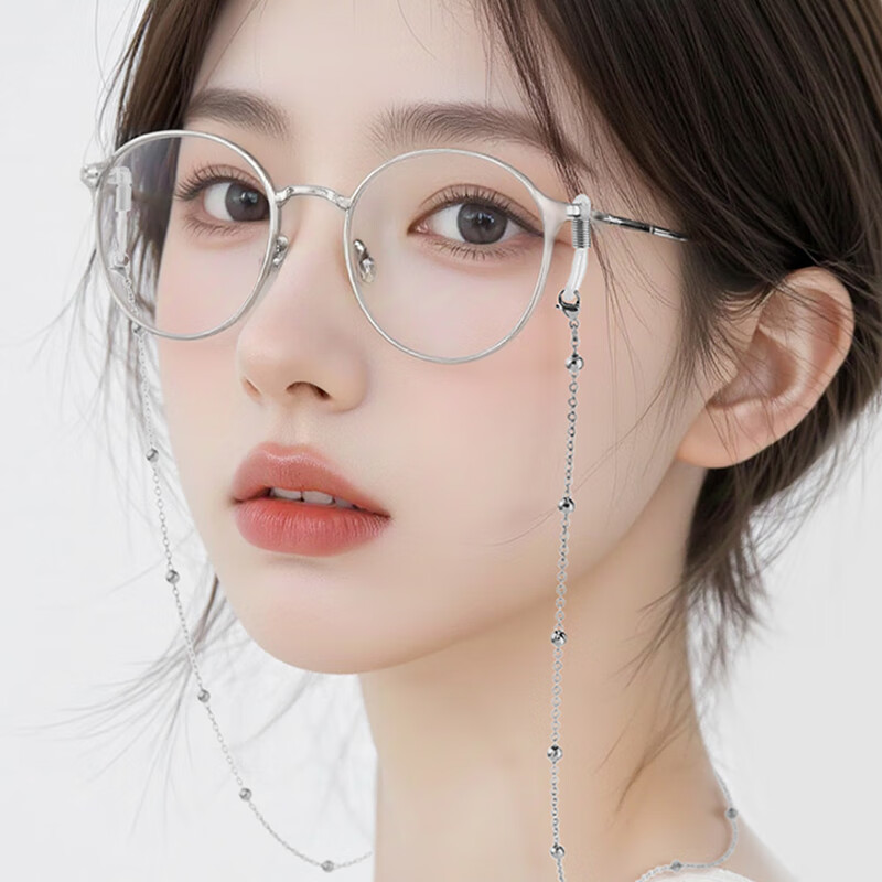 mark story鈦鋼眼鏡鏈女眼鏡繩掛脖鏈時(shí)尚太陽(yáng)鏡鏈條老花鏡墨鏡近視眼睛掛鏈 銀色鋼鏈