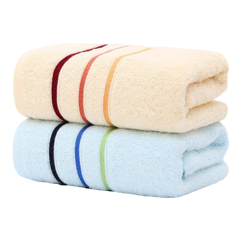 洁丽雅毛巾纯棉加厚A类吸水速干不易臭洗澡洗脸情侣面巾澡巾公司团购 黄色+蓝色 2条