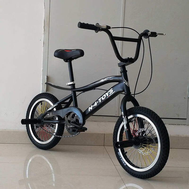 16寸双碟刹小轮车表演车bmx技巧车花式特技车bmx小轮车 黑色