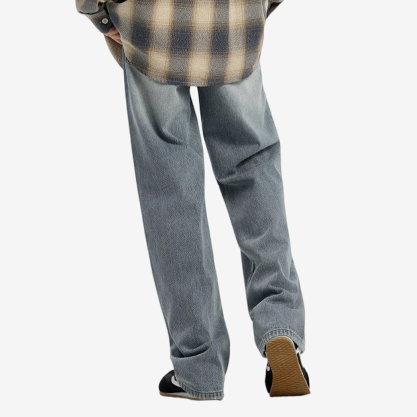 美特斯邦威牛仔裤男士新款休闲美式复古直筒宽松拖地长裤 牛仔中蓝 XL 180/88A