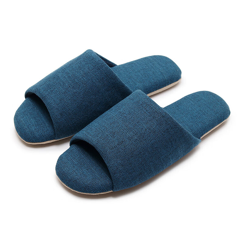 DEATKN德国软底开口棉麻拖鞋女木地板防滑室内家居亚麻透气四季拖鞋 深蓝色N21 42 _43