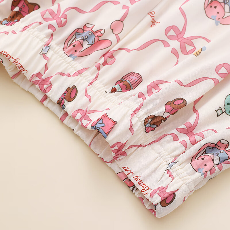 芬腾女士睡裤棉质薄款长裤女款宽松可外穿大码春秋家居裤单裤 粉色 L