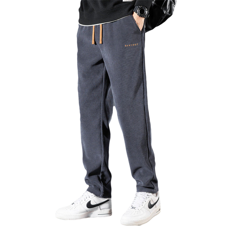 啄木鸟（TUCANO）裤子男秋冬季保暖休闲裤男士重磅直筒运动卫雪尼尔长裤 黑色 M