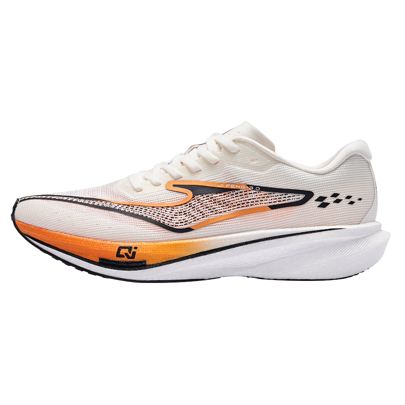 鸿星尔克极风3男专业体考体测跑步鞋场地训练运动鞋轻便跑鞋减震男鞋子 金鲤附体-微晶白/正黑【男】 42