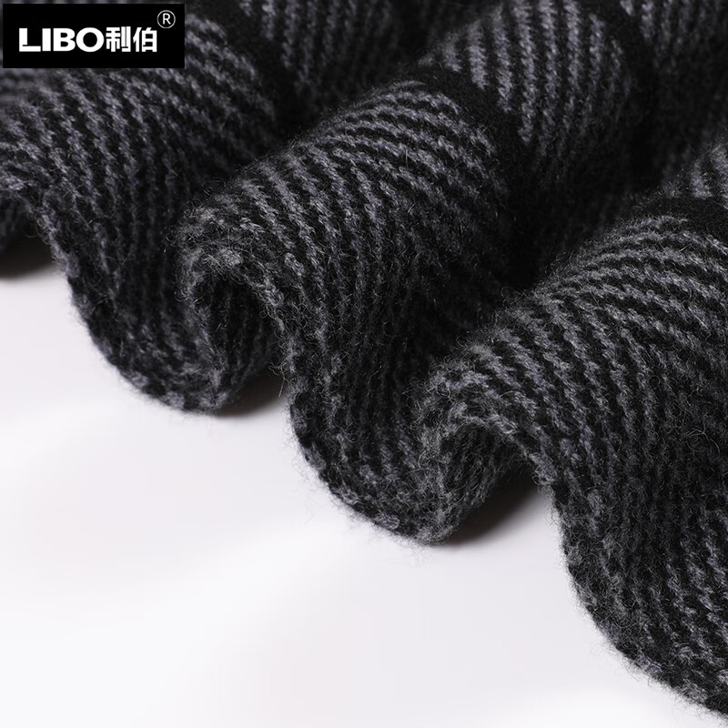 利伯100%纯山羊绒围巾男士冬季新款加厚保暖围脖送爸爸生日礼物礼盒装 黑灰【9905】 180X30CM