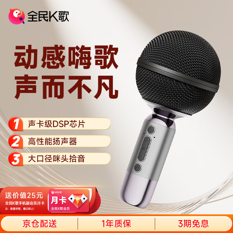 全民K歌麦克风手机K歌麦克风 儿童话筒音箱一体自带声卡家庭KTV音响生日礼物MB53黑色