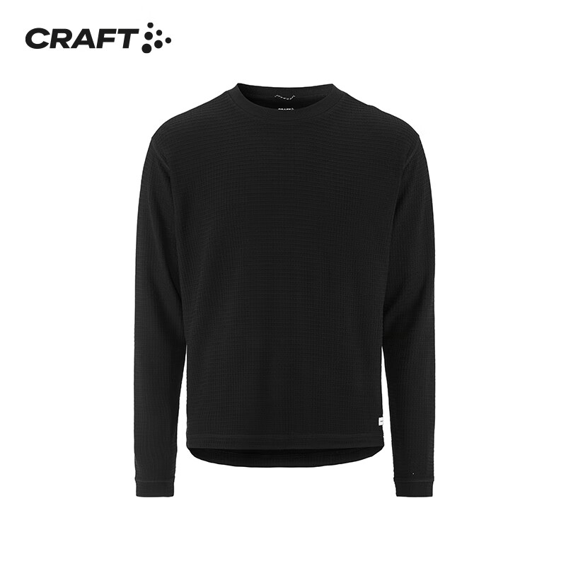 CRAFT运动Wool Waffle RN W男女羊毛运动贴身层跑步健身上衣保暖透气 黑色（男款） S