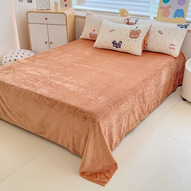 【119.9包邮】软贝 冬季加厚牛奶绒床品四件套 床单款2.0m（被套200*230cm）