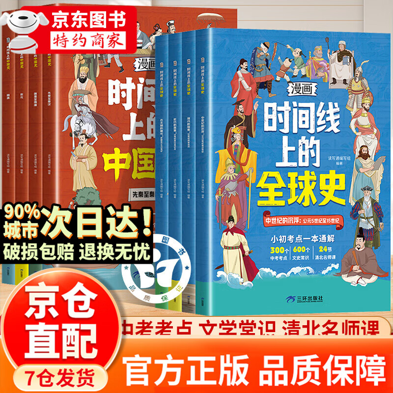 【官方正版】漫画时间线上的中国史全球史 漫画版 时间线上的中国历史 时间线上的全球史世界史 地图上的人类史历史图书 儿童内驱力激发绘本全8册 【4册】漫画时间线上的全球史