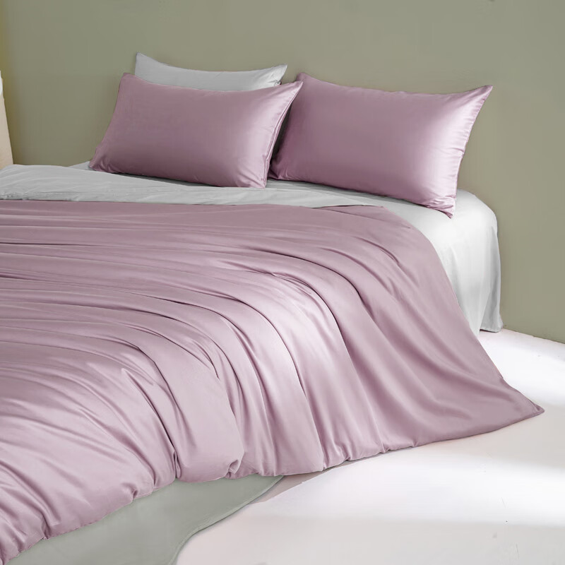 AIDLI 床上四件套纯棉A类100支贡缎新疆长绒棉双人全棉酒店裸睡套件 浅芋色-奶灰 1.5/1.8m床 床单款 被套200*230cm