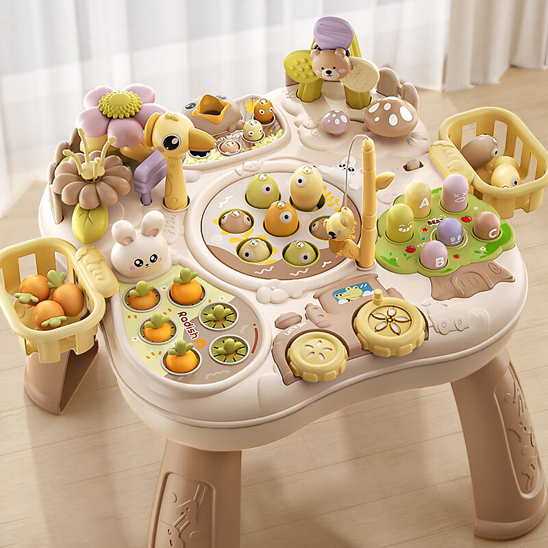 奔尼游戏桌婴儿玩具1-3岁宝宝早教音乐多功能学习桌多面体生日礼物