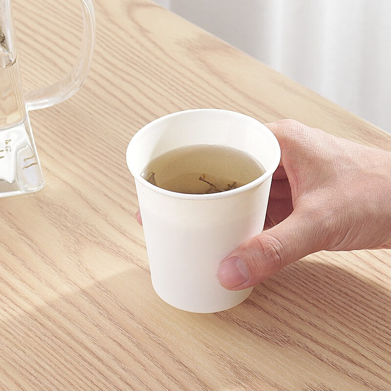 纸杯一次性纸杯白色无图案 200ml加厚环保杯子 100个一次性纸杯