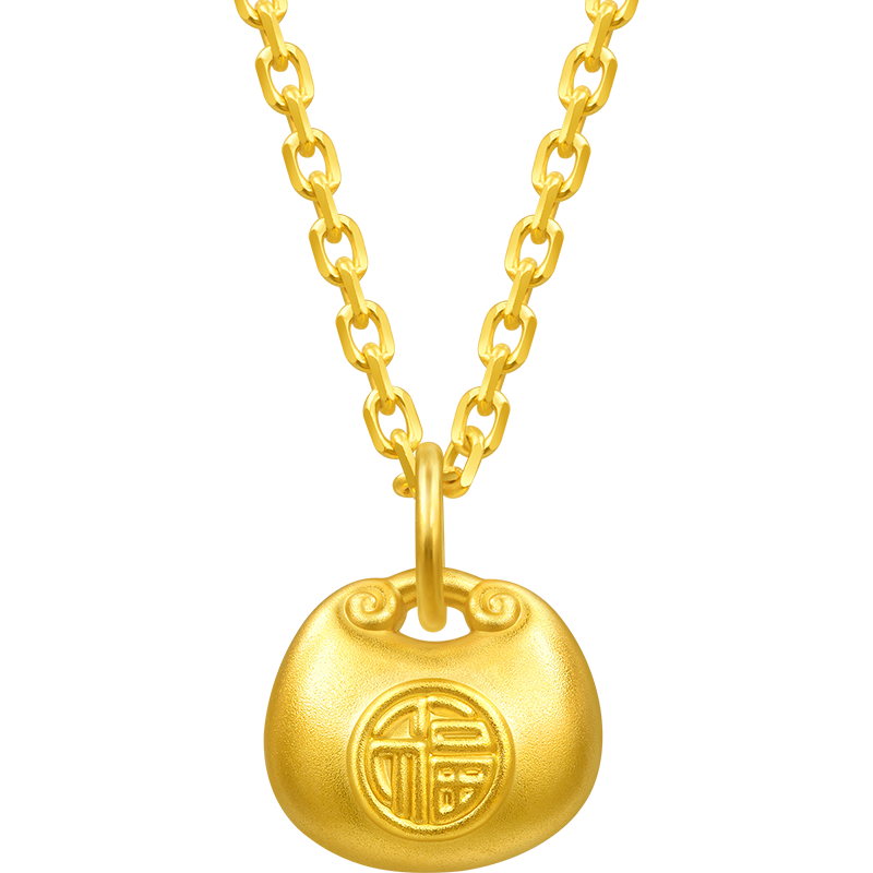 周生生新年黃金吊墜 足金永系列福字鎖包吊墜 96152P計價 0.55克